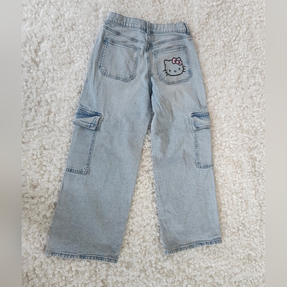 Sanrio Hello Kitty H&M Teen Girl US 12 Loose Fit Wide Leg Cargo Jeans Denim - Picture 16 of 16